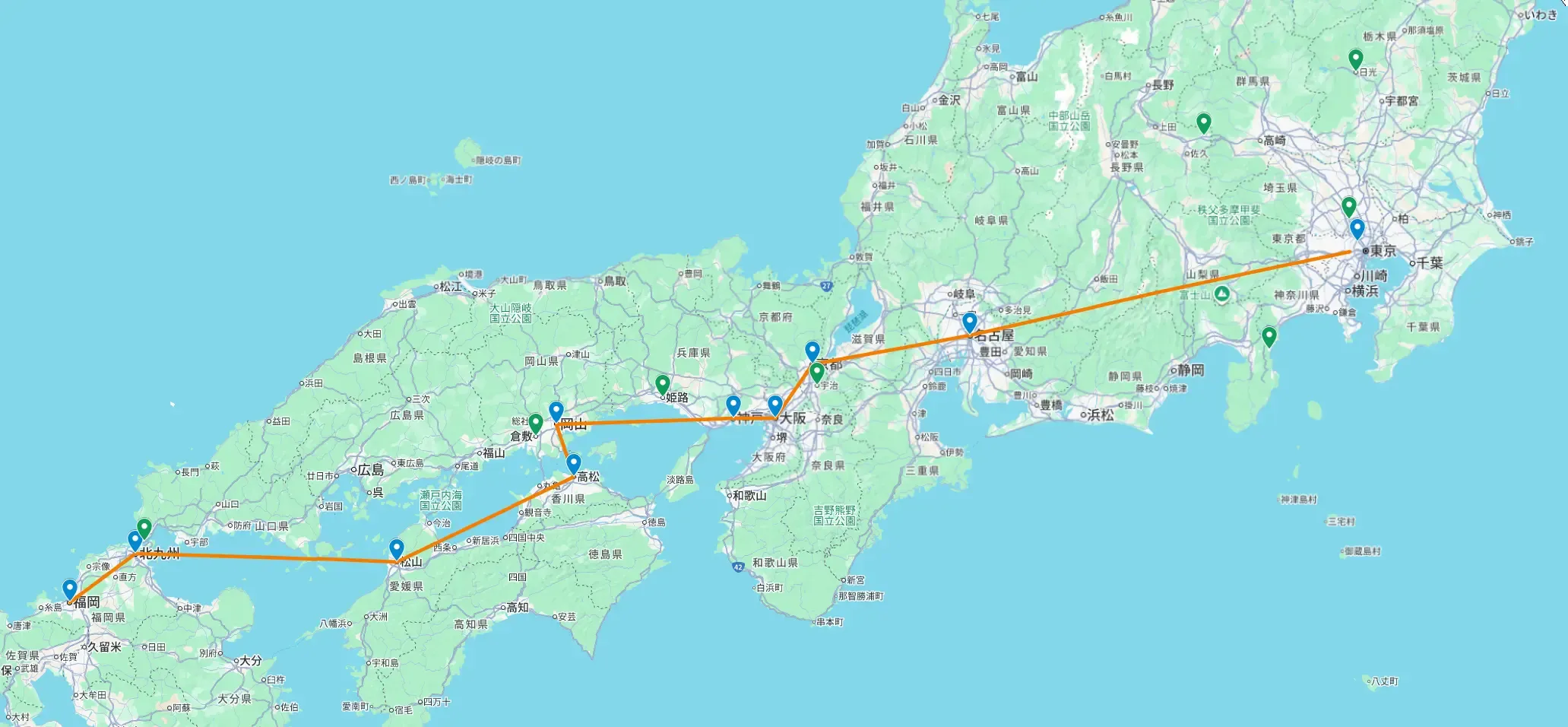 旅遊的大致路線